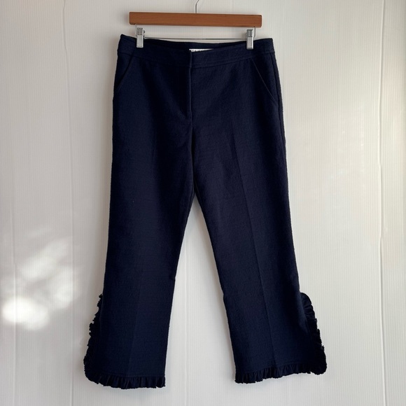 Trina Turk Navy Cropped Pants with Ruffle Hem - Picture 3 of 9
